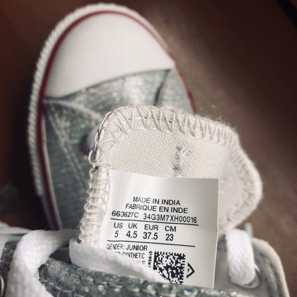 silver glitter converse size 5